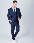 Suit 10 Plain Slim Fit Dark Navy Checked Suit Jacket