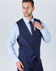 Suit 10 Slim Fit Dark Navy Checked Suit Waistcoat