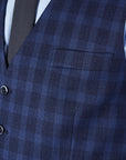 Suit 10 Slim Fit Dark Navy Checked Suit Waistcoat