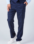 Suit 10 Plain Slim Fit Dark Navy Checked Suit Trousers
