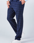 Suit 10 Plain Slim Fit Dark Navy Checked Suit Trousers