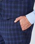 Suit 10 Plain Slim Fit Dark Navy Checked Suit Trousers