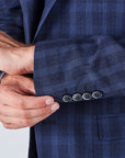 Suit 10 Plain Slim Fit Dark Navy Checked Suit Jacket