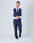 Suit 10 Slim Fit Dark Navy Checked Suit Waistcoat