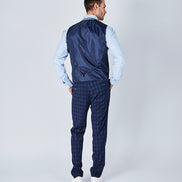 Suit 10 Slim Fit Dark Navy Checked Suit Waistcoat