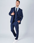 Suit 10 Plain Slim Fit Dark Navy Checked Suit Jacket