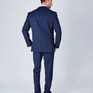 Suit 10 Plain Slim Fit Dark Navy Checked Suit Jacket