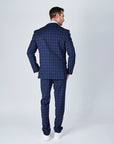 Suit 10 Plain Slim Fit Dark Navy Checked Suit Jacket