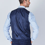 Suit 10 Slim Fit Dark Navy Checked Suit Waistcoat