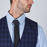 Suit 10 Slim Fit Dark Navy Checked Suit Waistcoat