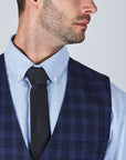 Suit 10 Slim Fit Dark Navy Checked Suit Waistcoat