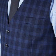 Suit 10 Slim Fit Dark Navy Checked Suit Waistcoat
