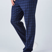 Suit 10 Plain Slim Fit Dark Navy Checked Suit Trousers