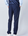 Suit 10 Plain Slim Fit Dark Navy Checked Suit Trousers