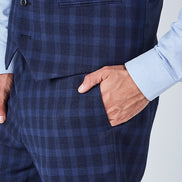 Suit 10 Plain Slim Fit Dark Navy Checked Suit Trousers