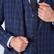 Suit 10 Plain Slim Fit Dark Navy Checked Suit Jacket