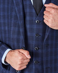 Suit 10 Plain Slim Fit Dark Navy Checked Suit Jacket
