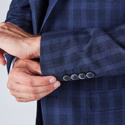 Suit 10 Plain Slim Fit Dark Navy Checked Suit Jacket