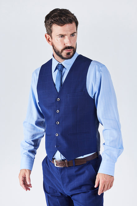 Suit 6 Plain Slim Fit Navy Suit Waistcoat