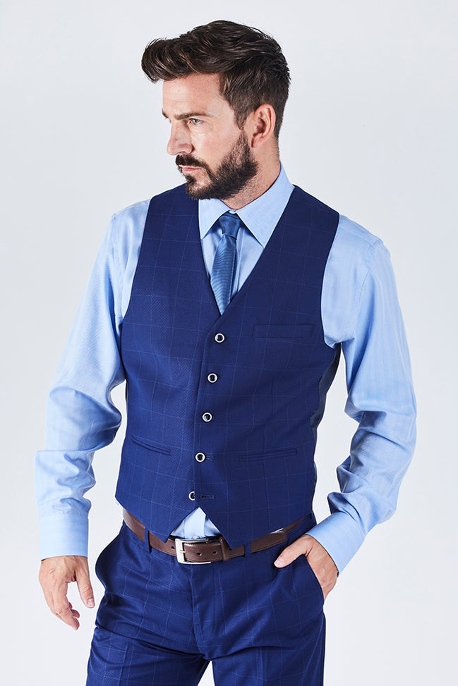 Suit 6 Plain Slim Fit Navy Suit Waistcoat