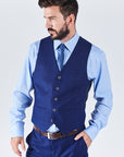 Suit 6 Plain Slim Fit Navy Suit Waistcoat