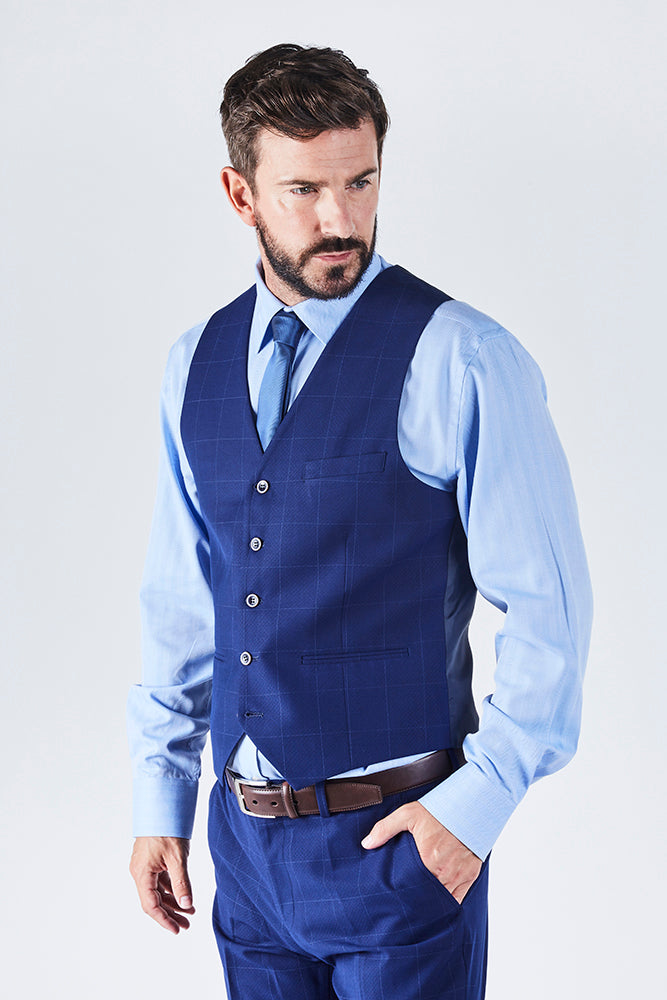 Suit 6 Plain Slim Fit Navy Suit Waistcoat